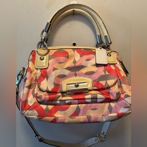Coach Red and Pink Patterned Shoulder Bag
